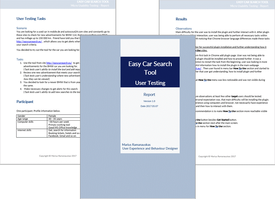 EasyCarSearch usability testing report